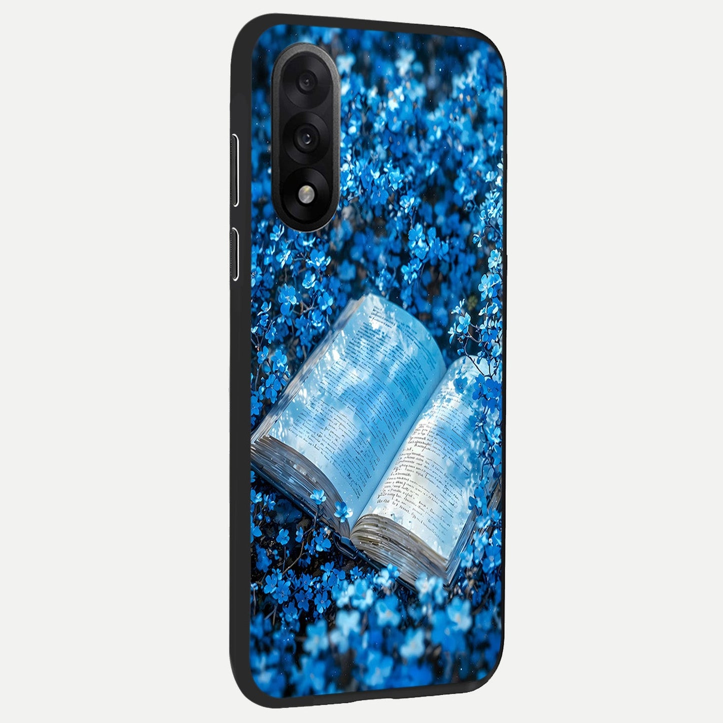 Blue Bloom Tales back cover For Oneplus Nord 5 slim fit glass case with vibrant aesthetic design