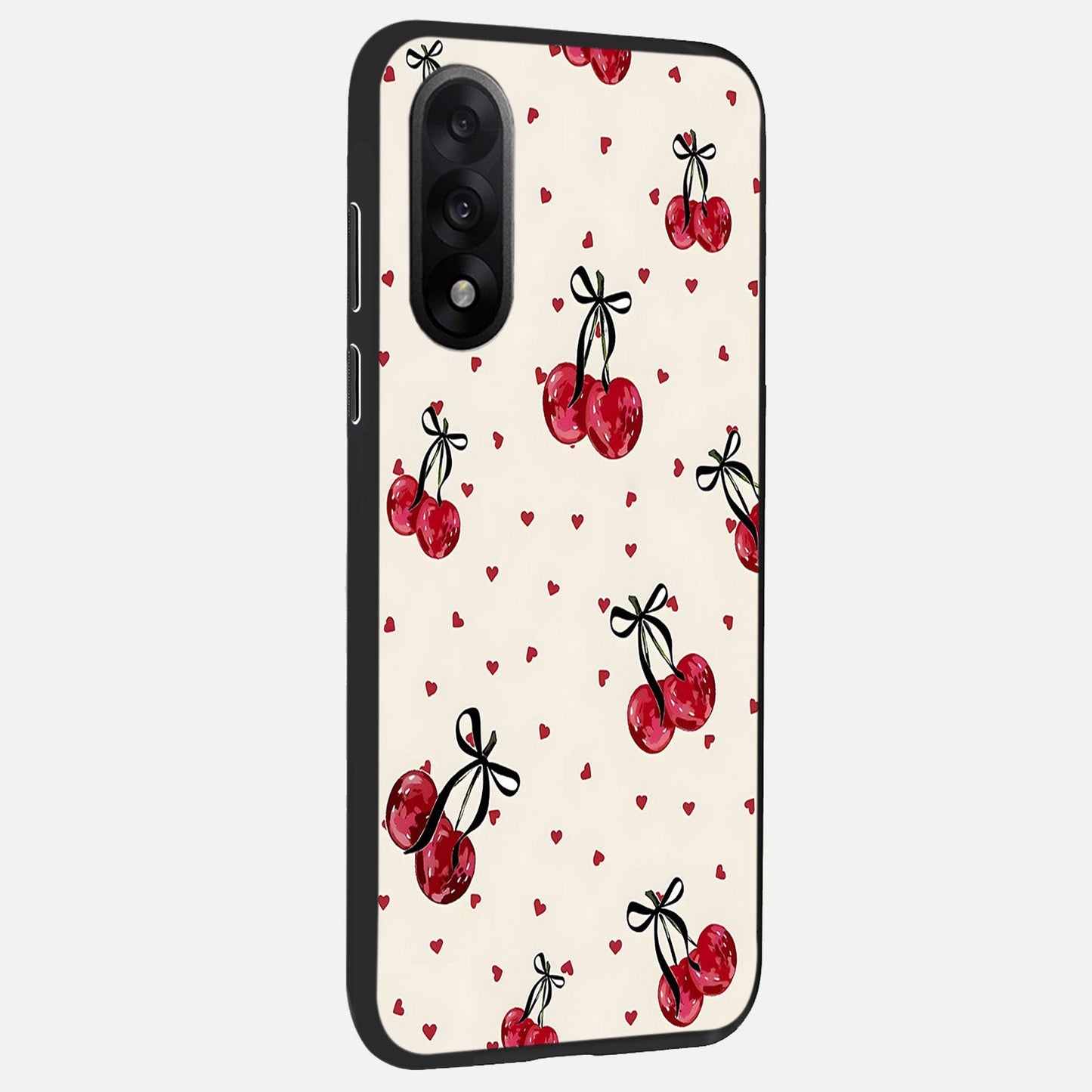 Cherry Heart Bow back cover For Oneplus Nord 5 slim fit glass case with vibrant aesthetic design