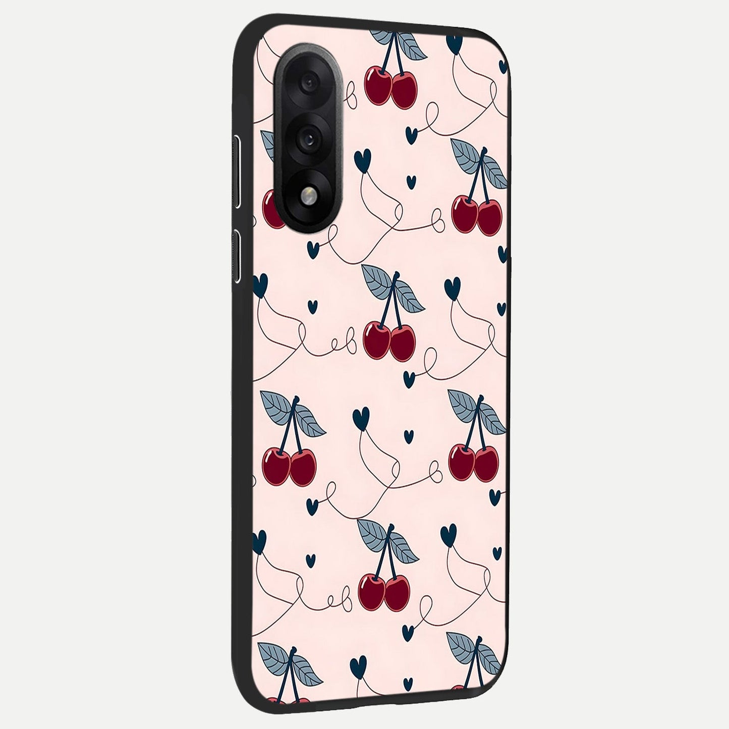 Cherry Heart Line back cover For Oneplus Nord 5 slim fit glass case with vibrant aesthetic design