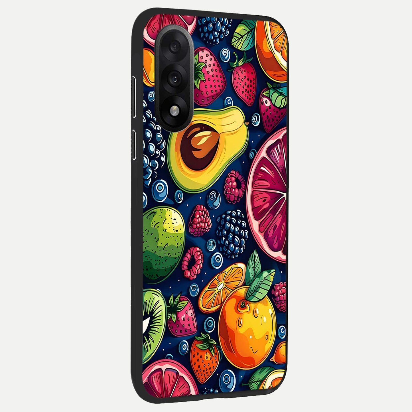 Cute Fruits Art back cover For Oneplus Nord 5 slim fit glass case with vibrant aesthetic design