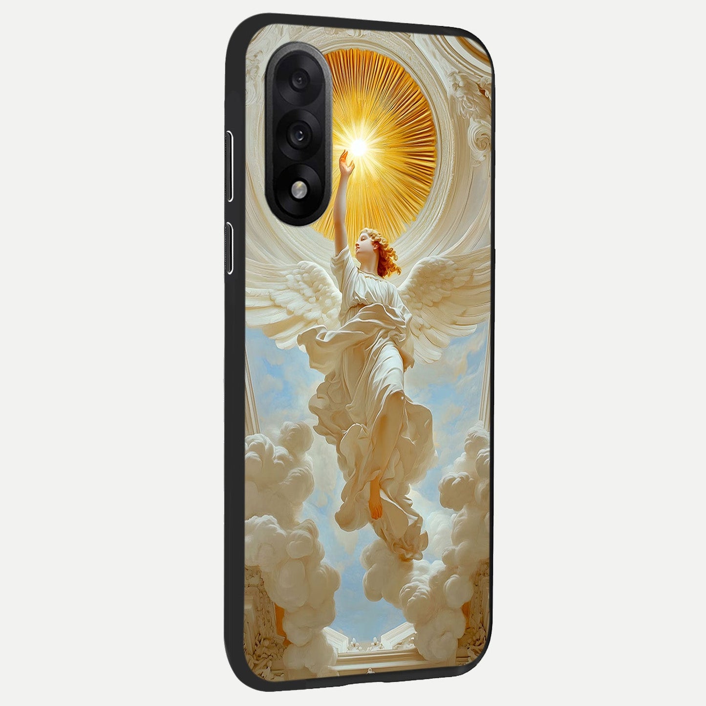 Divine Light Angel back cover For Oneplus Nord 5 slim fit glass case with vibrant aesthetic design