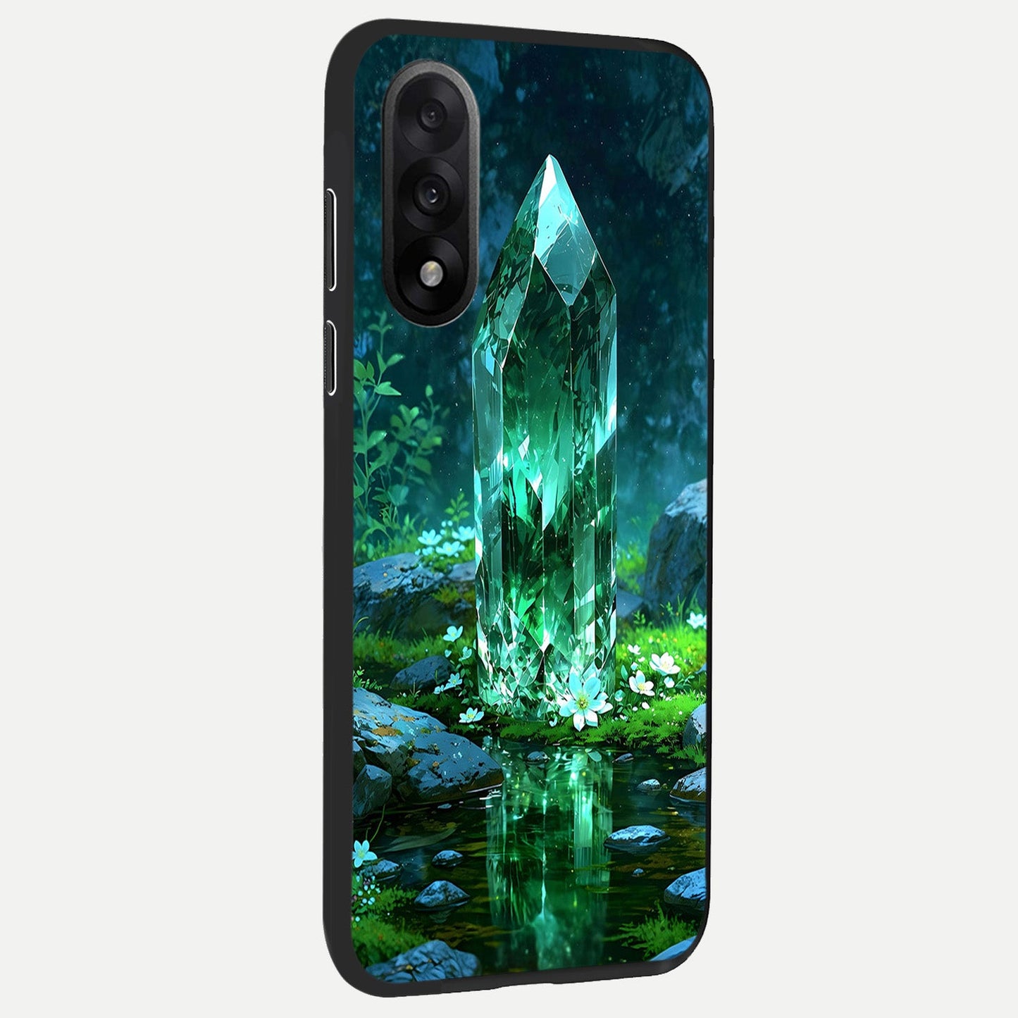 Emerald Light Crystal back cover For Oneplus Nord 5 slim fit glass case with vibrant aesthetic design