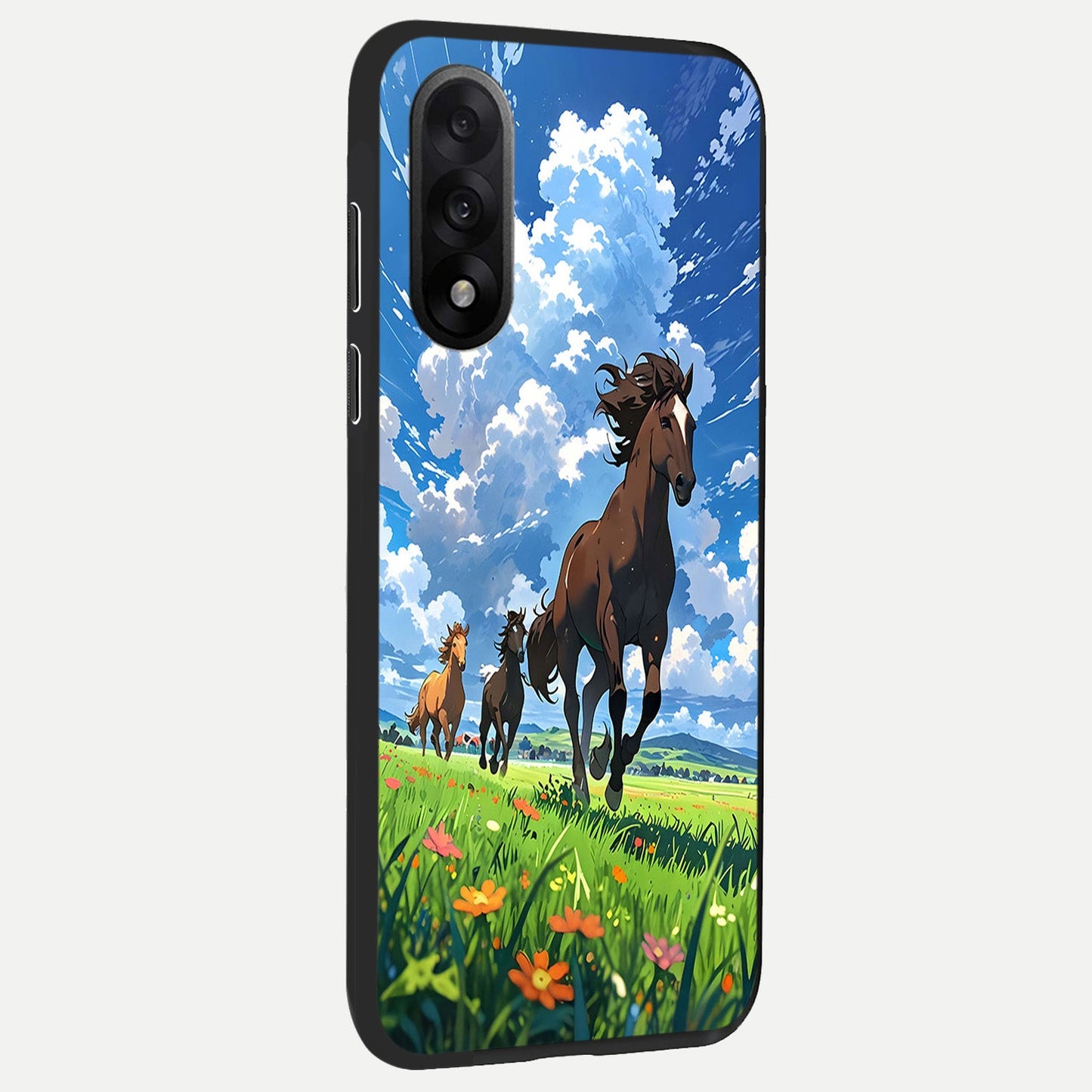 Majestic Horses Galloping back cover For Oneplus Nord 5 slim fit glass case with vibrant aesthetic design