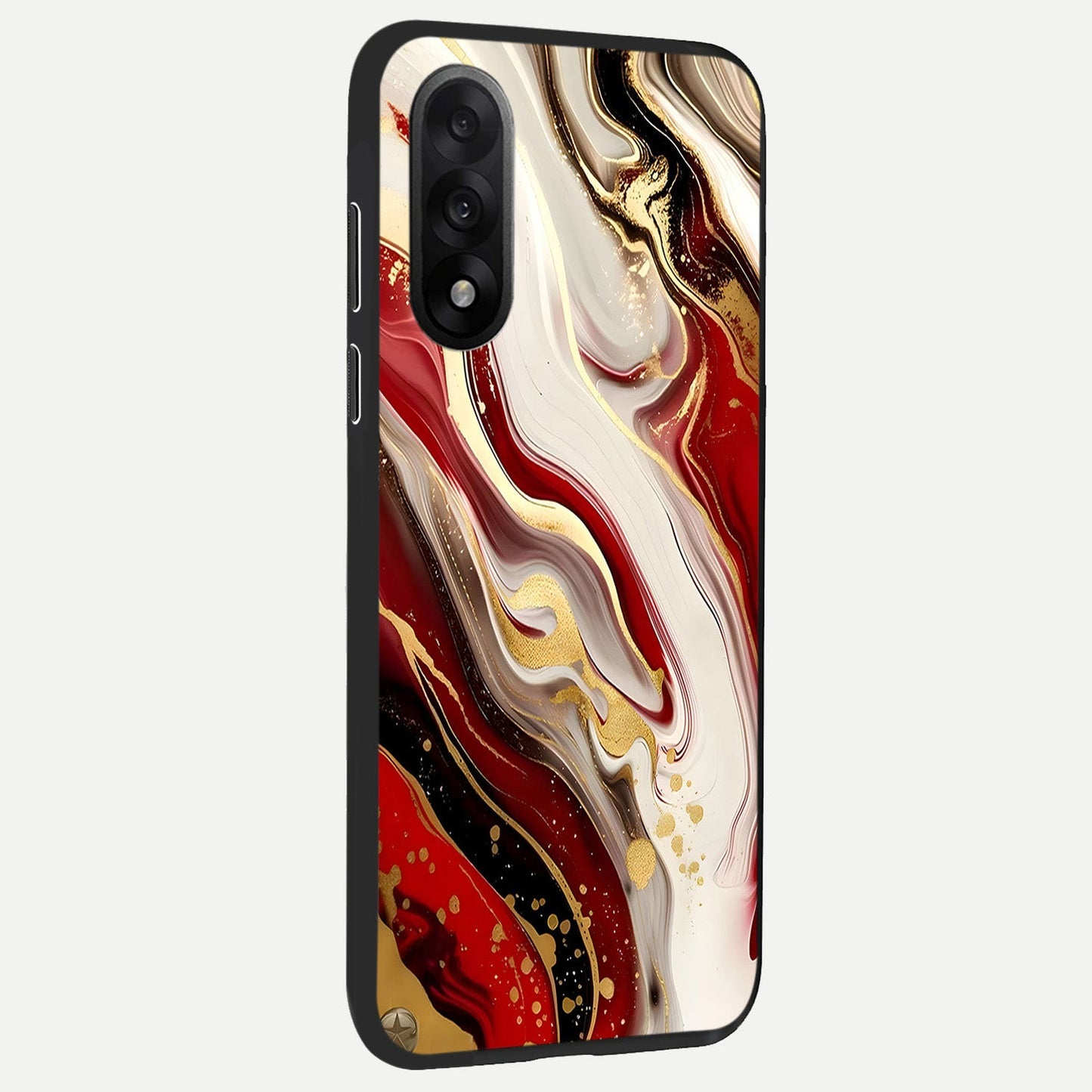 Red And White Marble back cover For Oneplus Nord 5 slim fit glass case with vibrant aesthetic design