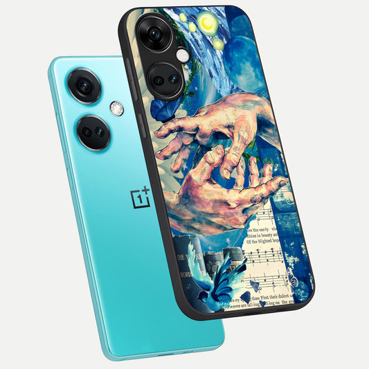 Aesthetic Divider phone case For Oneplus Nord CE3 showing premium glass back cover with detailed artwork