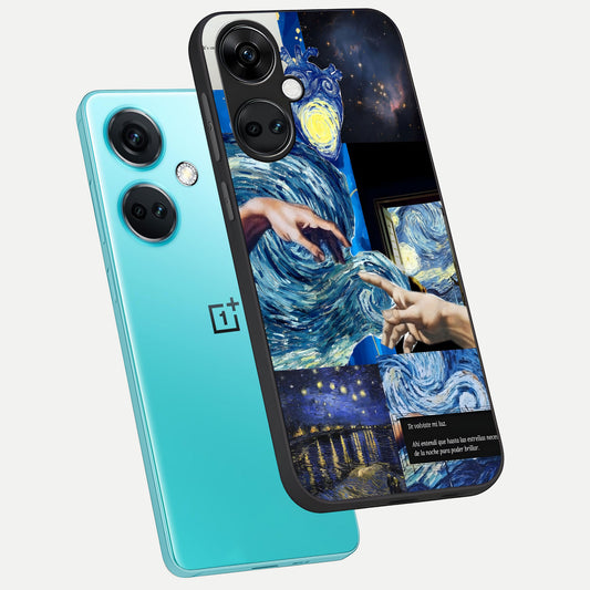 Aesthetic Vando Hands phone case For Oneplus Nord CE3 showing premium glass back cover with detailed artwork
