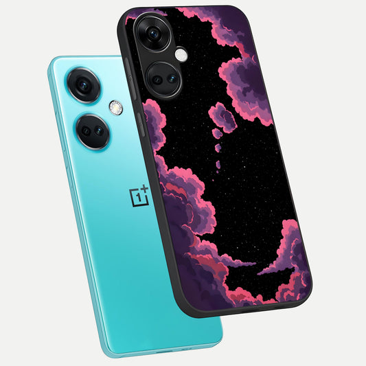 Cosmic Cloud Journey phone case For Oneplus Nord CE3 showing premium glass back cover with detailed artwork