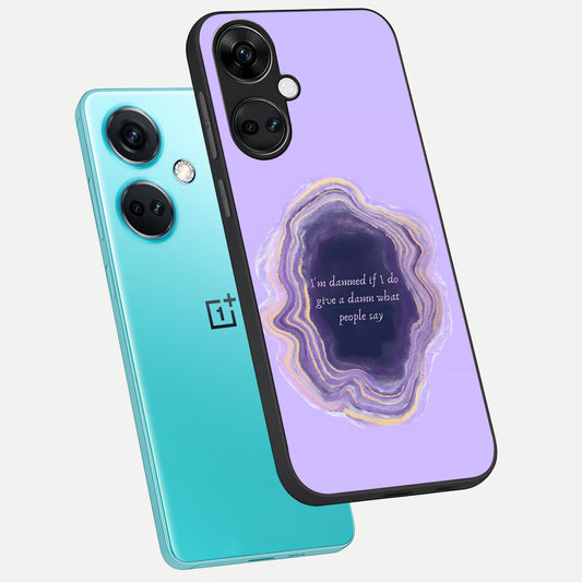 Damned People Quote phone case For Oneplus Nord CE3 showing premium glass back cover with detailed artwork