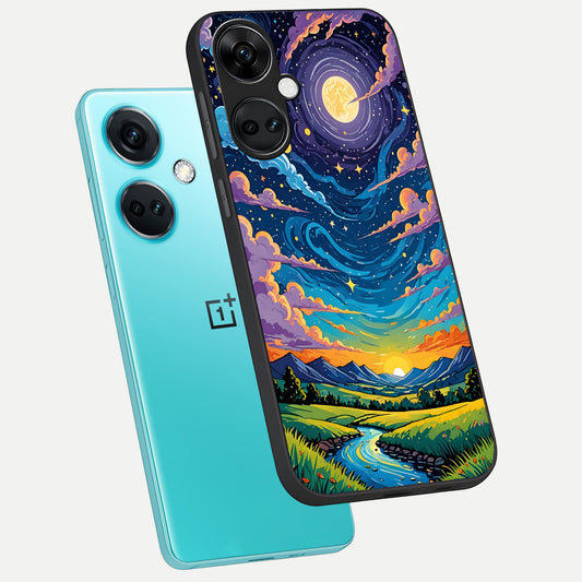Dreamy Night Landscape phone case For Oneplus Nord CE3 showing premium glass back cover with detailed artwork