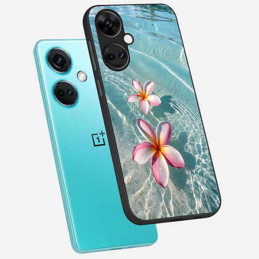 Floating Bloom Bliss phone case For Oneplus Nord CE3 showing premium glass back cover with detailed artwork