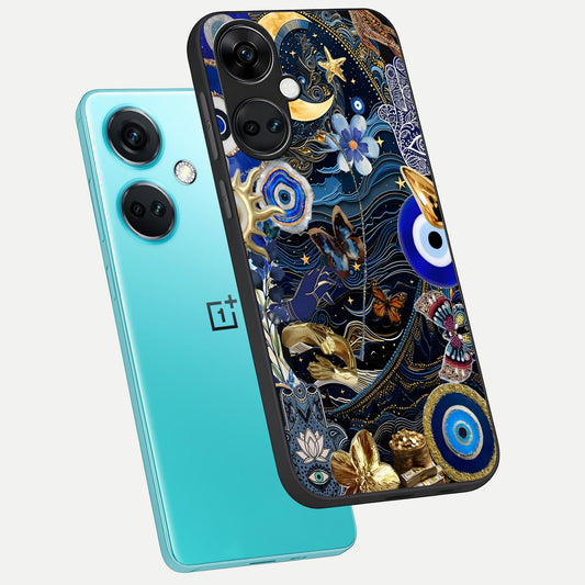 Golden Moon Magic phone case For Oneplus Nord CE3 showing premium glass back cover with detailed artwork