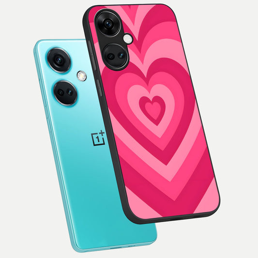 Layered Love Hearts phone case For Oneplus Nord CE3 showing premium glass back cover with detailed artwork