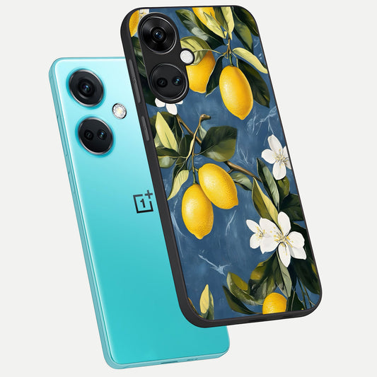 Lemon Dream Garden phone case For Oneplus Nord CE3 showing premium glass back cover with detailed artwork