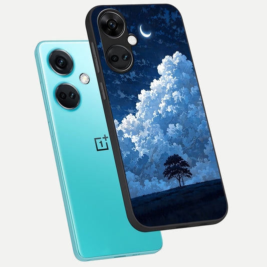 Midnight Sky Serenity phone case For Oneplus Nord CE3 showing premium glass back cover with detailed artwork