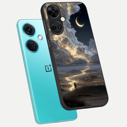 Moonlight Spark Path phone case For Oneplus Nord CE3 showing premium glass back cover with detailed artwork