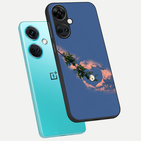 Sky Under Tree phone case For Oneplus Nord CE3 showing premium glass back cover with detailed artwork