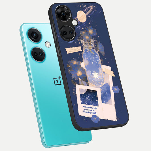 Starlit Cosmic Jar phone case For Oneplus Nord CE3 showing premium glass back cover with detailed artwork