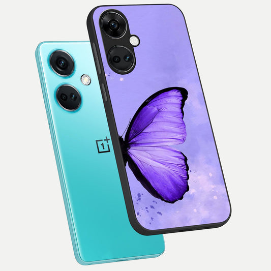 Violet Dream Wing phone case For Oneplus Nord CE3 showing premium glass back cover with detailed artwork
