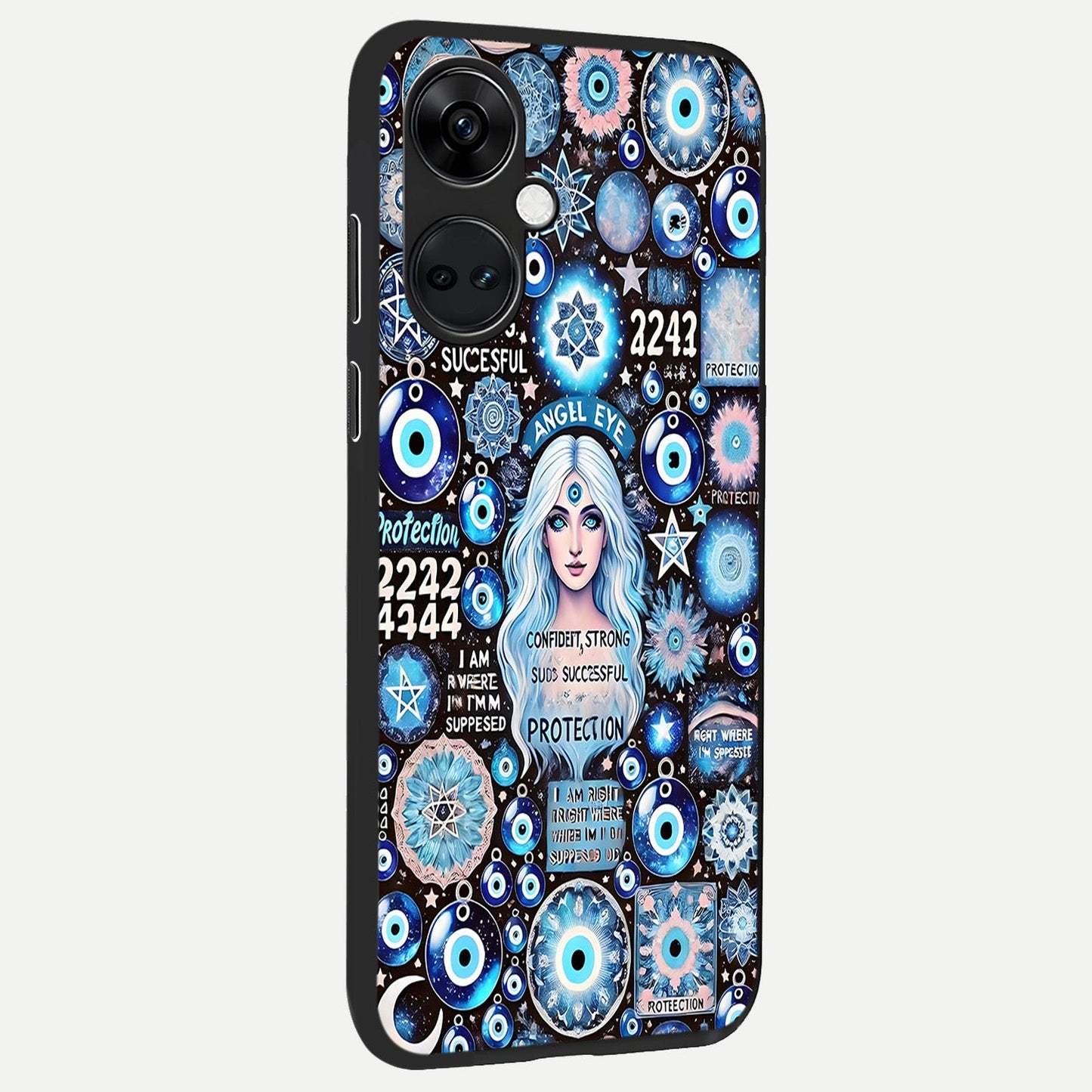 Angel Aura Shield back cover For Oneplus Nord CE3 slim fit glass case with vibrant aesthetic design