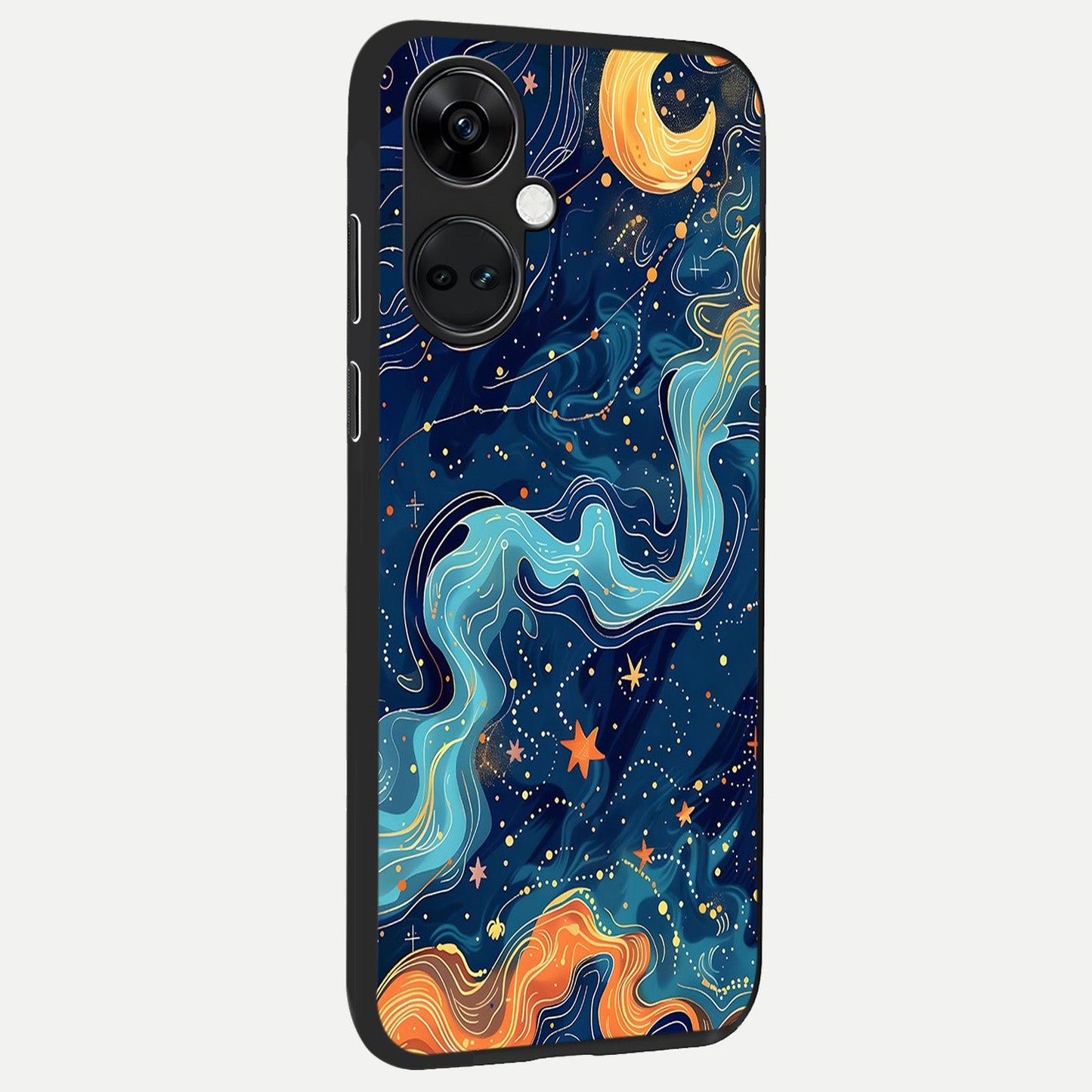 Celestial Dream Flow back cover For Oneplus Nord CE3 slim fit glass case with vibrant aesthetic design