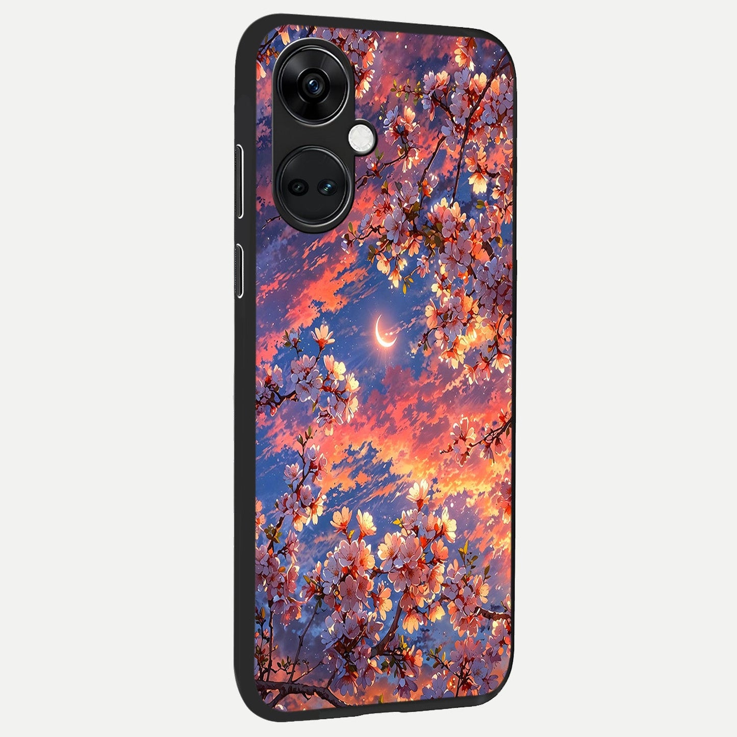 Celestial Sakura Sunset back cover For Oneplus Nord CE3 slim fit glass case with vibrant aesthetic design