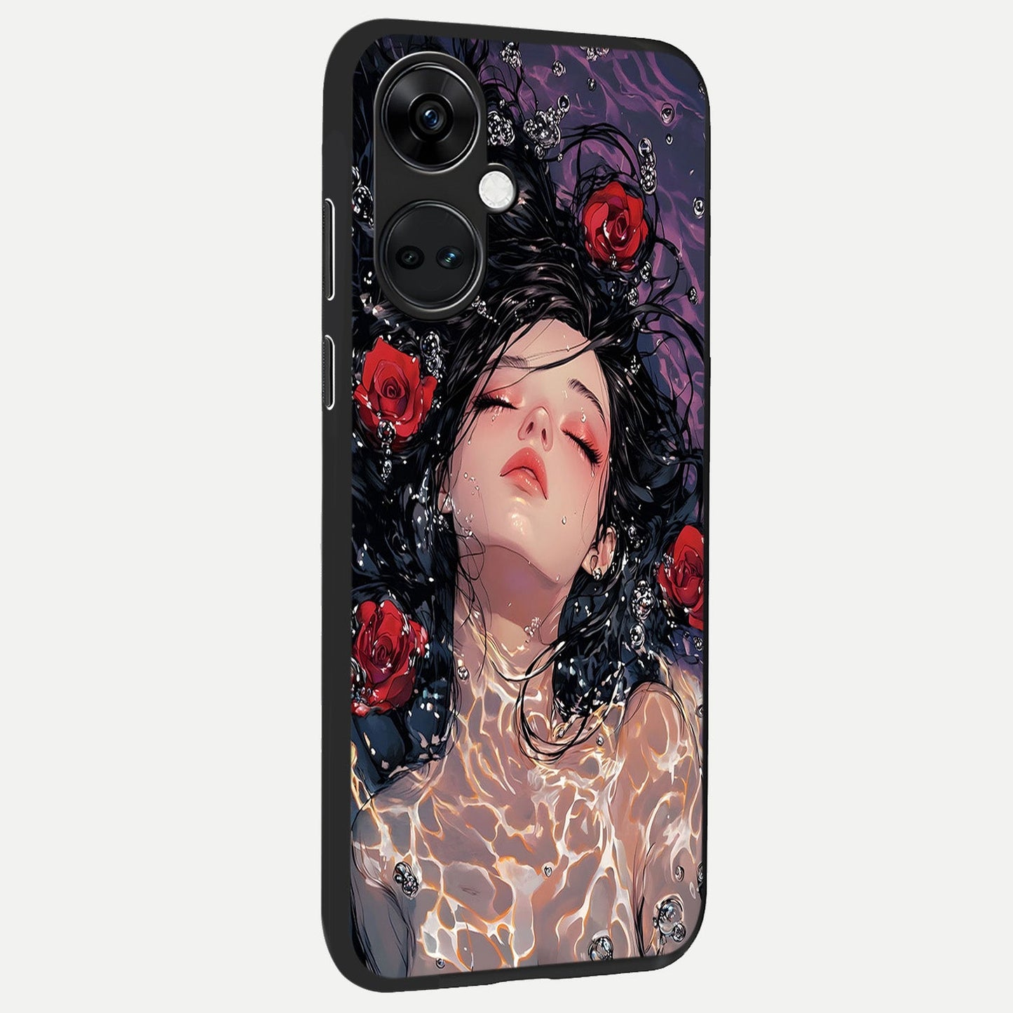 Crimson Rose Serenity back cover For Oneplus Nord CE3 slim fit glass case with vibrant aesthetic design