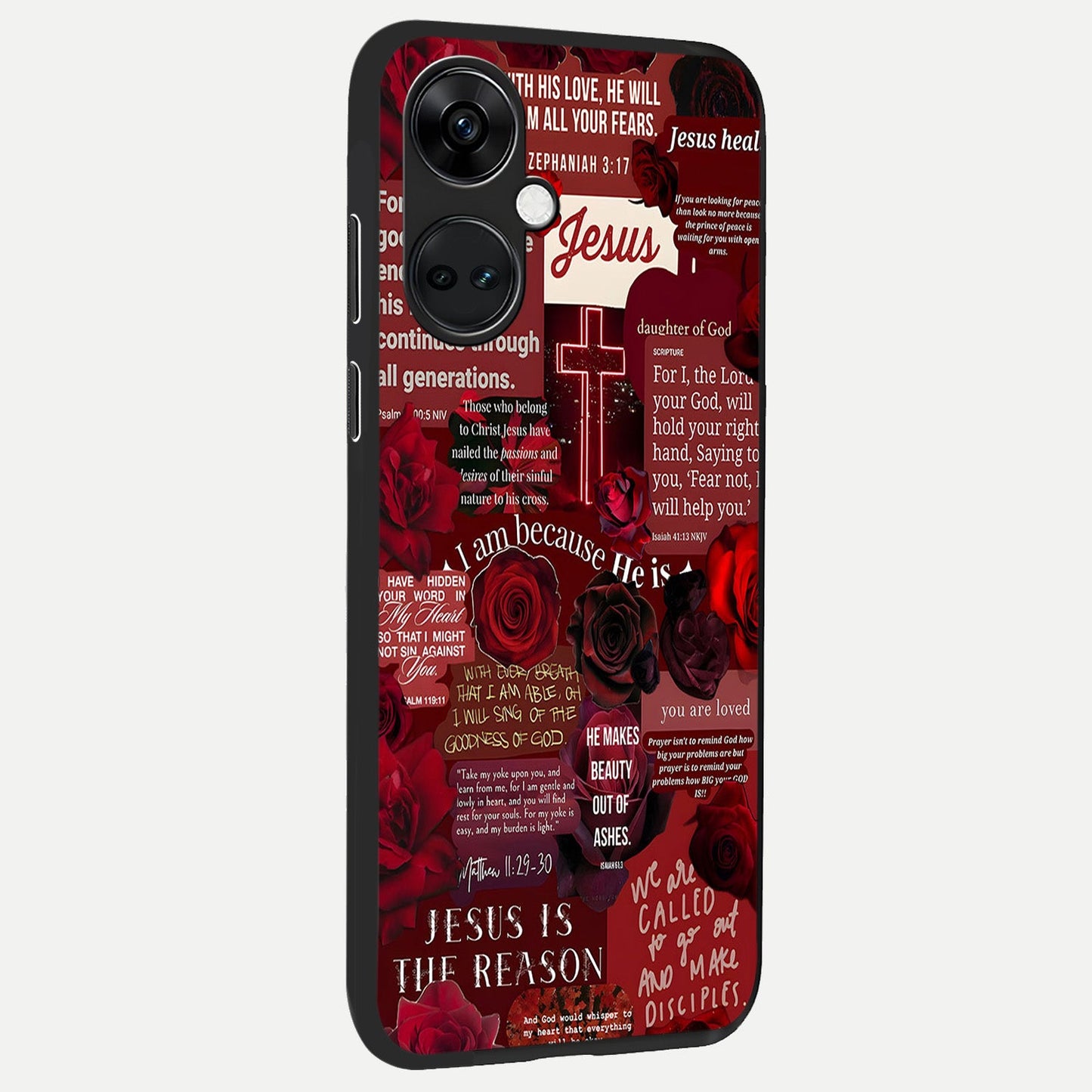 Jesus Love Heals back cover For Oneplus Nord CE3 slim fit glass case with vibrant aesthetic design