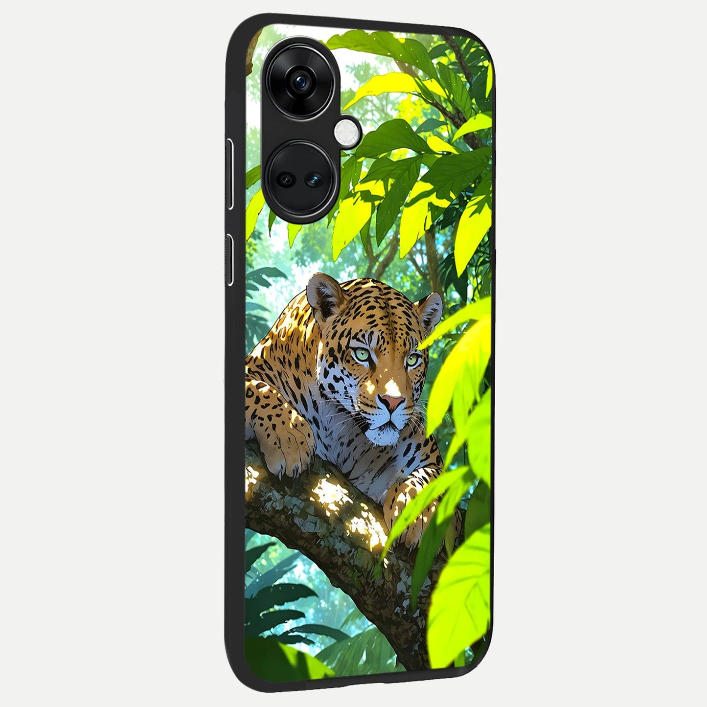 Leopard in Jungle back cover For Oneplus Nord CE3 slim fit glass case with vibrant aesthetic design