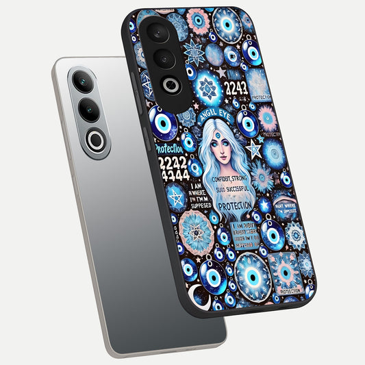 Angel Aura Shield phone case For Oneplus Nord CE4 showing premium glass back cover with detailed artwork