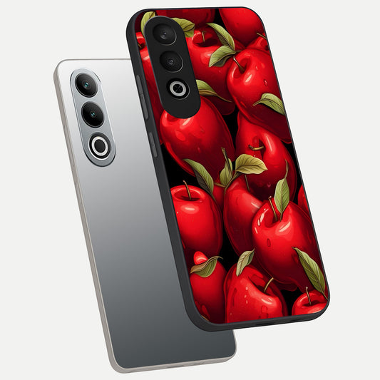 Apple Pattern phone case For Oneplus Nord CE4 showing premium glass back cover with detailed artwork