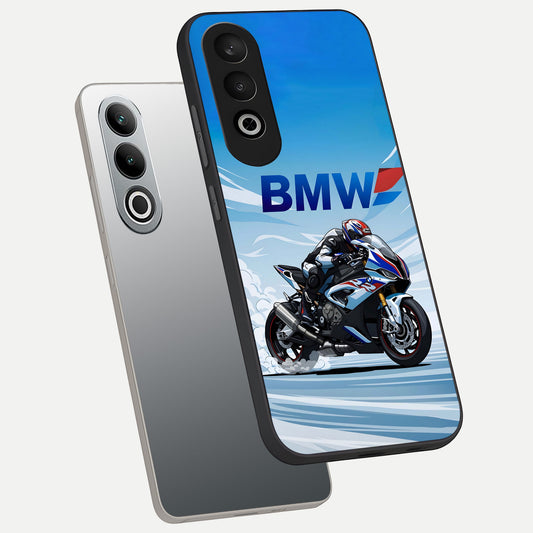 BMW Power Drift phone case For Oneplus Nord CE4 showing premium glass back cover with detailed artwork