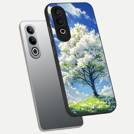Blossom Sky Serenity phone case For Oneplus Nord CE4 showing premium glass back cover with detailed artwork