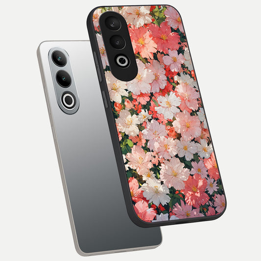 Blush Bloom Field phone case For Oneplus Nord CE4 showing premium glass back cover with detailed artwork