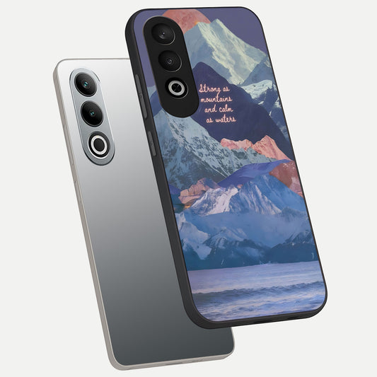 Celestial Mountain Calm phone case For Oneplus Nord CE4 showing premium glass back cover with detailed artwork