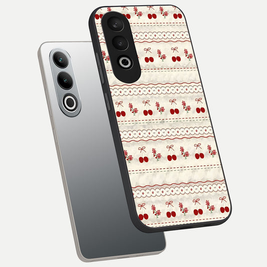 Cherry Bloom Charm phone case For Oneplus Nord CE4 showing premium glass back cover with detailed artwork