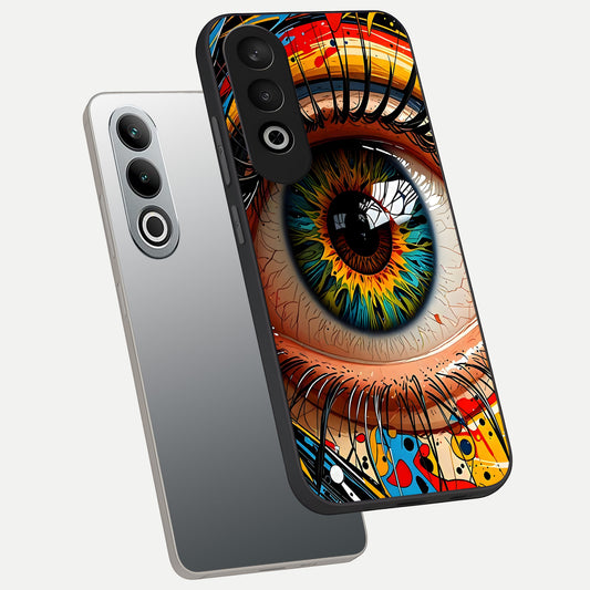 Colorful Eye phone case For Oneplus Nord CE4 showing premium glass back cover with detailed artwork