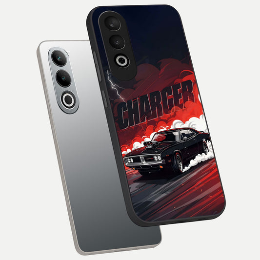 Dark Charger Fury phone case For Oneplus Nord CE4 showing premium glass back cover with detailed artwork