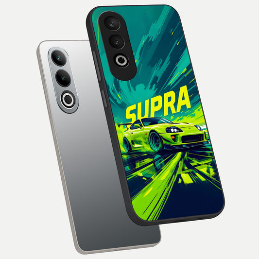Electric Supra Thunder phone case For Oneplus Nord CE4 showing premium glass back cover with detailed artwork