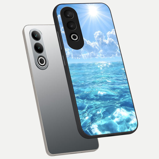 Endless Ocean Horizon phone case For Oneplus Nord CE4 showing premium glass back cover with detailed artwork
