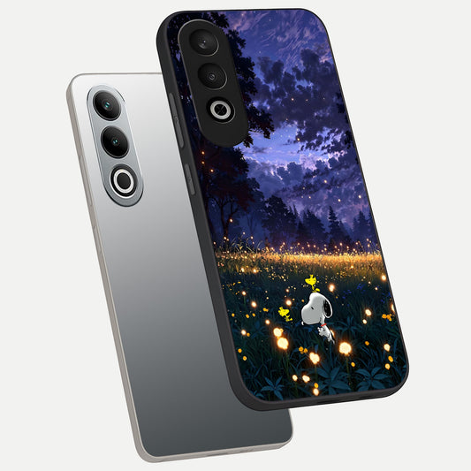 Firefly Meadow Magic phone case For Oneplus Nord CE4 showing premium glass back cover with detailed artwork