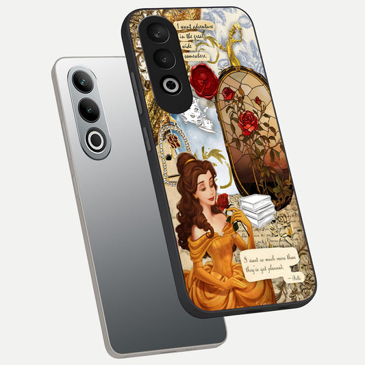 Golden Dream Belle phone case For Oneplus Nord CE4 showing premium glass back cover with detailed artwork