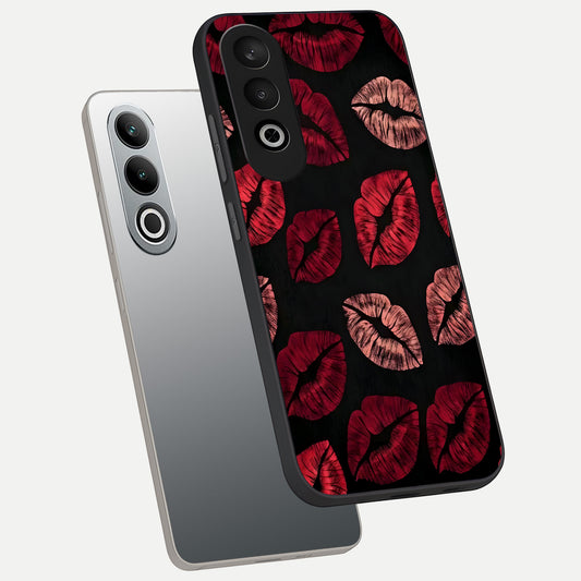 Midnight Kiss Love phone case For Oneplus Nord CE4 showing premium glass back cover with detailed artwork
