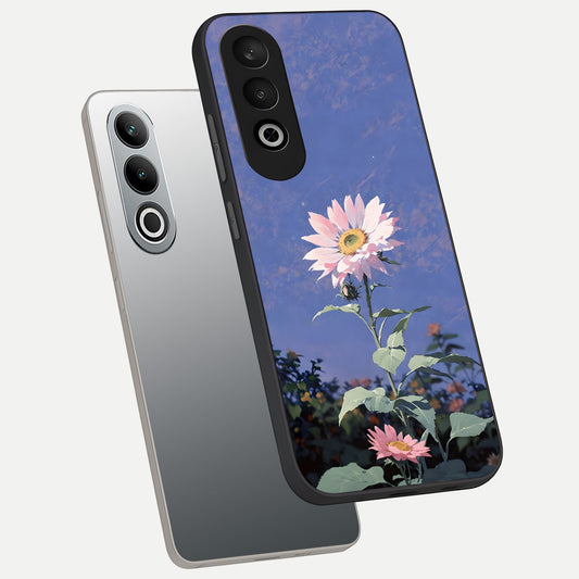 Pink Shells Outline phone case For Oneplus Nord CE4 showing premium glass back cover with detailed artwork