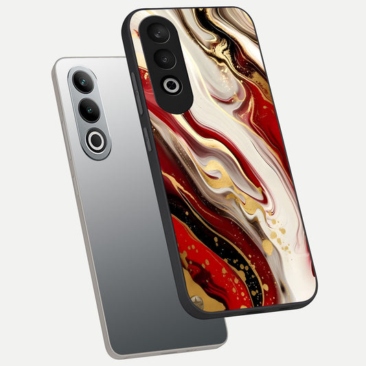 Red And White Marble phone case For Oneplus Nord CE4 showing premium glass back cover with detailed artwork