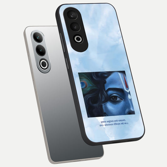 Spiritual Krishna phone case For Oneplus Nord CE4 showing premium glass back cover with detailed artwork