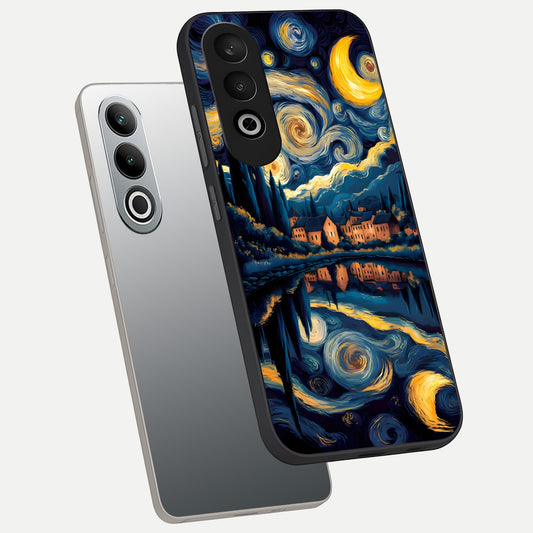 Starry Sky Serenity phone case For Oneplus Nord CE4 showing premium glass back cover with detailed artwork