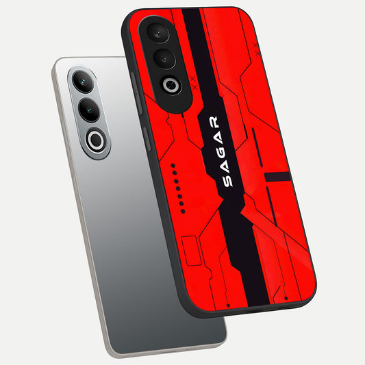 Voltage Rise CYBERPUNK Custom Name phone case For Oneplus Nord CE4 showing premium custom name glass back cover