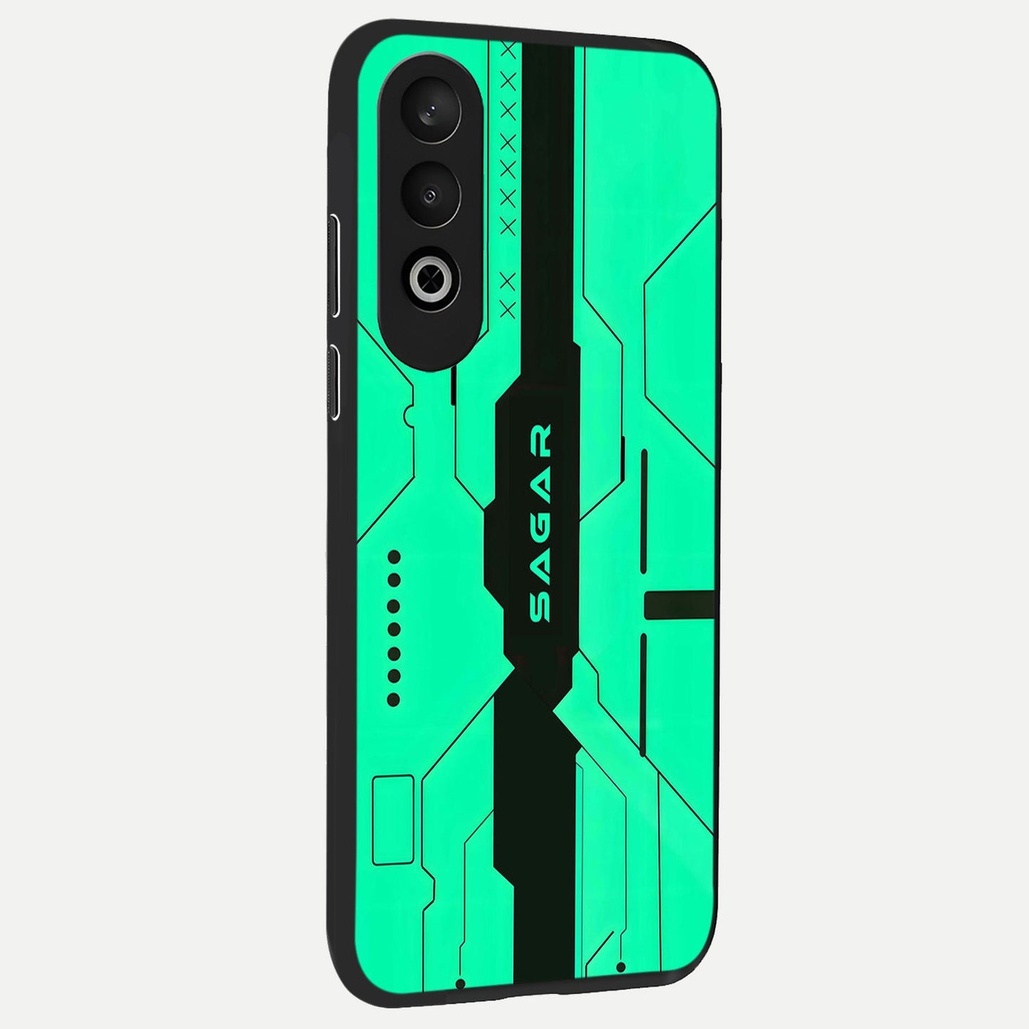 Aqua Tech CYBERPUNK Custom Name back cover For Oneplus Nord CE4 slim fit glass case with vibrant aesthetic design