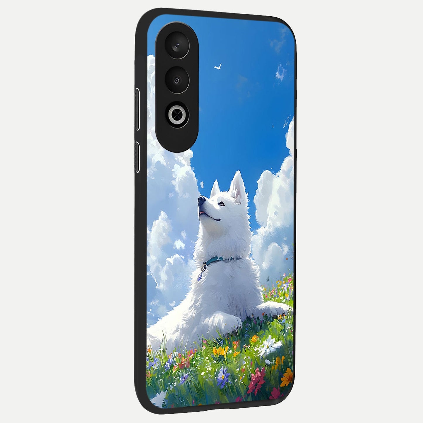 Blissful Cloud Pup back cover For Oneplus Nord CE4 slim fit glass case with vibrant aesthetic design
