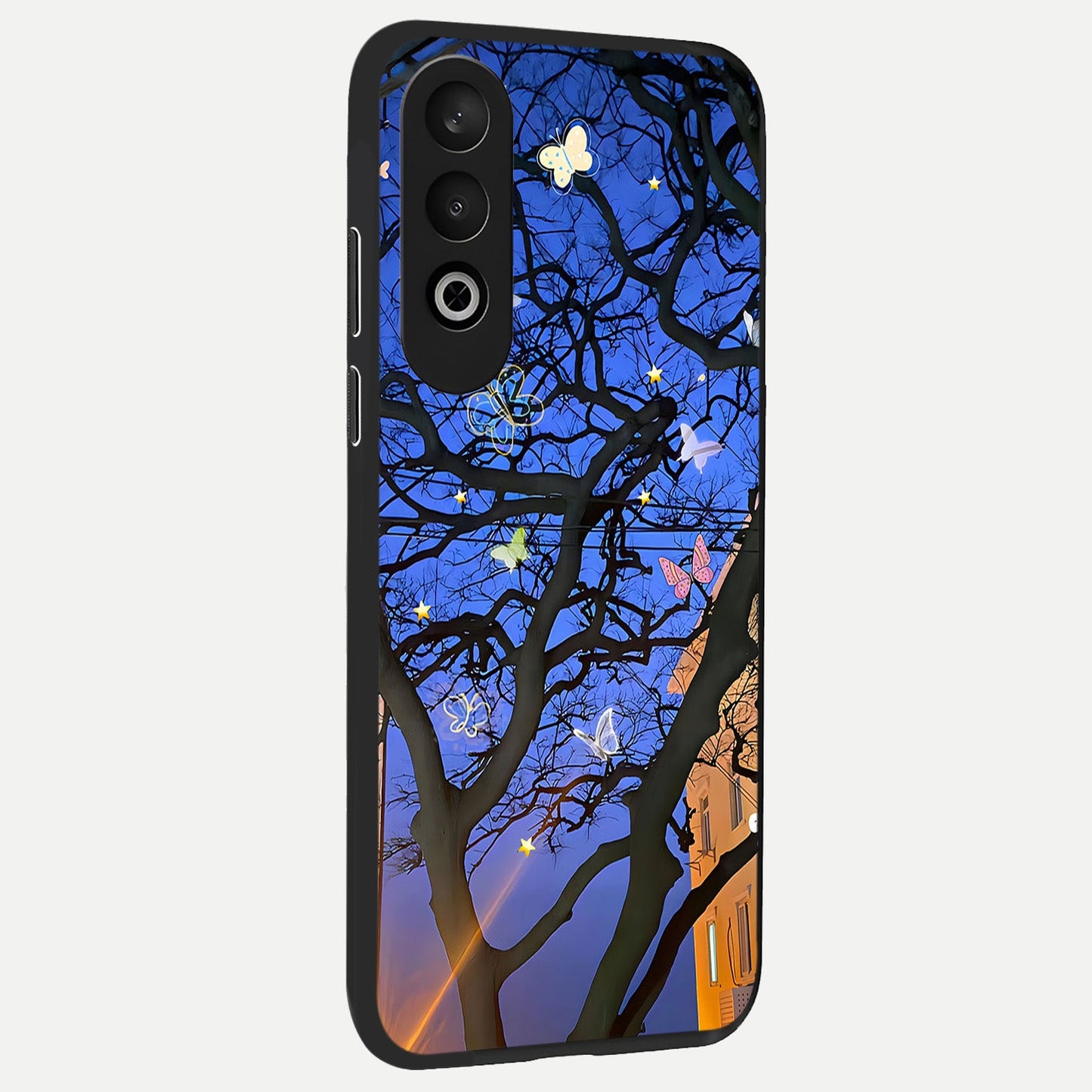 Butterfly Night Magic back cover For Oneplus Nord CE4 slim fit glass case with vibrant aesthetic design